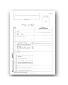 XI-9-14 MATIČNI LIST (Obrazac 2); List, 21 x 29,7 cm