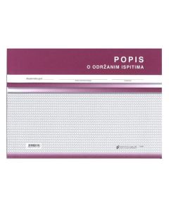 XI-9-17 POPIS O ODRŽANIM ISPITIMA; Blok 100 listova, 29,7 x 21 cm