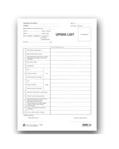 XI-9-22 UPISNI LIST; List, 21 x 29,7 cm