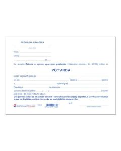 XI-10-36 POTVRDA O UPISU I REDOVITOM POLAŽENJU ŠKOLE (OSNOVNA ŠKOLA); List, 21 x 14,8 cm