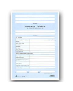 XI-4-135 PRIJAVNICA - UPISNICA ZA PROGRAM OBRAZOVANJA; List, 21 x 29,7 cm