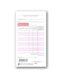 XII-15/B RAČUN KONZUMACIJE JELA I PIĆA; Blok 50 listova, 8 x 14,5 cm
