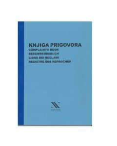 XII-86 KNJIGA PRIGOVORA, 2 x 50 NCR listova, 21 x 29,7 cm + dodatak karton - šator (Obavijest o načinu podnošenja pisanog prigovora) dim.19 x 22,5 cm