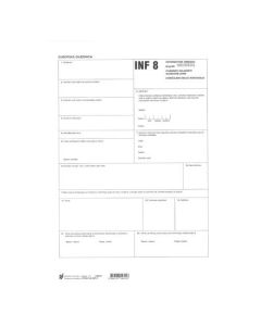 XIII-146 INF8 INFORMATIVNI OBRAZAC - CARINSKO SKLADIŠTE - SLOBODNE ZONE - UOBIČAJENI OBLICI RUKOVANJA INF8; Llist, 21 x 29,7 cm