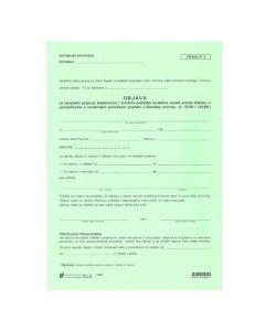 XVI-98 OBJAVA ZA BESPLATNI PRIJEVOZ ŽELJEZNICOM I BRODOM PRATITELJA INVALIDNE OSOBE (Obrazac 4); List, 21 x 29,7 cm