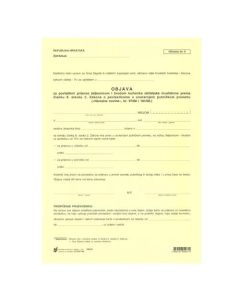 XVI-100 OBJAVA ZA POVLAŠTENI PRIJEVOZ ŽELJEZNICOM I BRODOM KORISNIKA OBITELJSKE INVALIDNINE (Obrazac 6); List, 21 x 29,7 cm