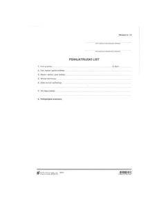 XVI-112 PSIHIJATRIJSKI LIST (Obrazac 10); Arak, 21 x 29,7 cm