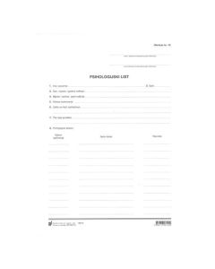 XVI-114 PSIHOLOGIJSKI LIST (Obrazac 12); Arak, 21 x 29,7 cm