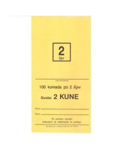 332-12 VREĆICE ZA KOVANI NOVAC (2 LIPE - LP); Vrećica, 11,5 x 19,5 x 1,5 cm