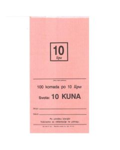 332-14 VREĆICE ZA KOVANI NOVAC (10 LIPA - LP); Vrećica, 11,5 x 19,5 x 1,5cm