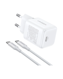 UGREEN zidni punjač 30W, USB-C, GaN, set, bijelii