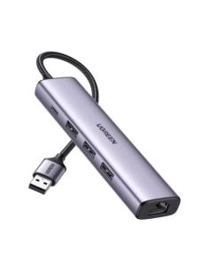 UGREEN 5-portni USB-A HUB 3xUSB-A 3.0,1×USB-C, 1×G-LAN, sivi