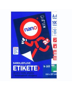 Etikete za laserske i ink-jet pisače Nano, N-163, 210x297 mm, zelene, 100/1