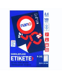 Etikete za laserske i ink-jet pisače, odljepljive Nano, N-141, 25,4x10 mm, 100/1