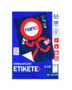 Etikete za laserske i ink-jet pisače, odljepljive Nano, N-143, 38x21,2 mm, 100/1