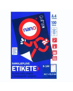 Etikete za laserske i ink-jet pisače, odljepljive Nano, N-144, 45,7x21,2 mm, 100/1