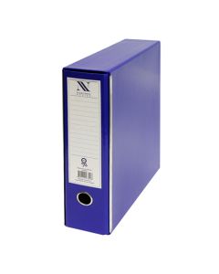 Registrator s kutijom, A4, 8 cm, plastificirani, s metalnim letvicama, Nano, plavi