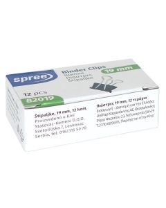 Kvačice za papir, 19 mm, crne, Spree