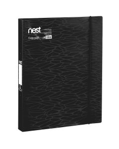 Mapa uložna A4 s 2 ringa i gumicom, Nest, Foldermate, art.22242 crna
