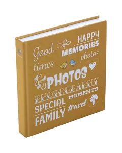 Album za slike Henzo Riječi žuti, 300 x 300 mm, 100 bijelih stranica, za 400 slika dimenzija 100 x 150 mm