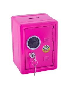 Kasica sef dječji Jolly s ključem; metalna; pink