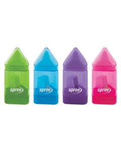 Šiljilo Spree Rocket jednostruko s gumicom, plastično sort boje