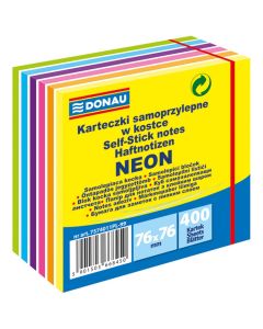 Blok kocka samoljepljiva Donau 76x76 mm, 400 listića, neon