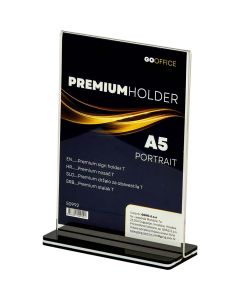 Nosač obavijesti T - A5 Premium 149x80x211 mm, na crnoj podlozi