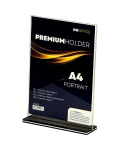 Nosač obavijesti T - A4 Premium 211x90x300 mm na crnoj podlozi