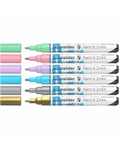 Flomaster Schneider, akrilni marker, Paint-It 310, 2 mm, pastelne boje + zlatna i srebrna 6/1