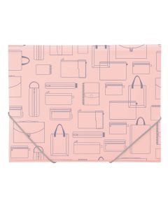 Fascikl s klapnama i gumicom PP A4, Foldermate Vintage 61715 rozi