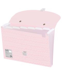 Mapa Harmonika A4 s kopčom i ručkom, 7 pregrada, Foldermate Loft 11685 roza