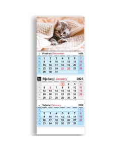 Kalendar zidni NN trodijelni mačka 2026.