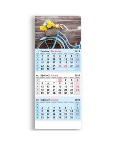 Kalendar zidni NN trodijelni preklopni bicikl 2026.