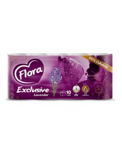 Papir toaletni u roli, troslojni, Flora Exclusive lavanda, 10/1