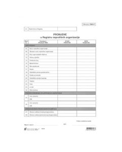 RNO-P PROMJENE U REGISTRU NEPROFITNIH ORGANIZACIJA; Komplet 2 lista, 21 x 29,7 cm