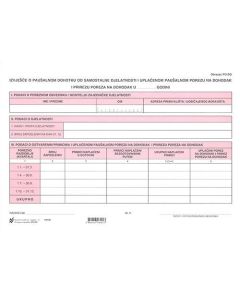 PO-SD IZVJEŠĆE O PAUŠALNOM DOHOTKU OD SAMOSTALNE DJELATNOSTI; Set 2 lista, 29,7 x 21 cm