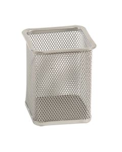 Čaša za olovke Fornax, četvrtasta, žičana, srebrna