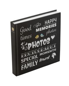 Album za slike Henzo Riječi crni, 300 x 300 mm, 100 bijelih stranica, za 400 slika dimenzija 100 x 150 mm