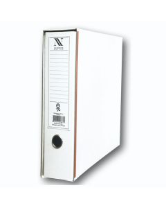Registrator s kutijom, A4, 8 cm, plastificirani, s metalnim letvicama, Nano, bijeli