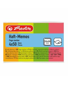 Blok zastavice samoljepljive 20x50 mm, 50 zastavica, 4 neonske boje, papir, Herlitz