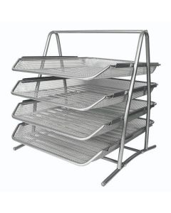 Stalak za spise sa 4 ladice, F59-4, žičani srebrni