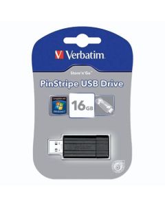 USB 16GB 2.0, Verbatim, PinStripe, crni, V049063