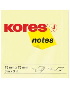Blok samoljepljivi 75 x 75 mm, 100 listića, žuti, Kores