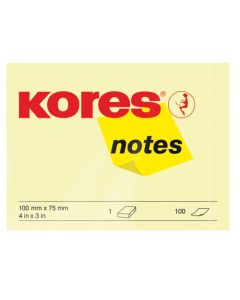 Blok samoljepljivi 100 x 75 mm, 100 listića, žuti, Kores