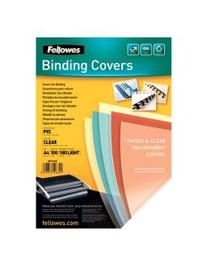 Folije PVC za spiralni uvez A4 180 mic 100/1 prozirna, Fellowes