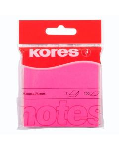 Blok samoljepljivi 75 x 75 mm, 100 listića, neon rozi, Kores