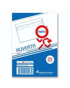 Kuverte 125x176 mm B6-BB latex, bijela, 25/1