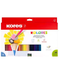 Bojice drvene Kores trobridne 36/1+šiljilo KOR100136