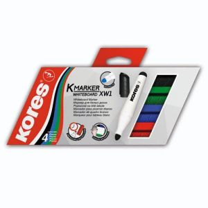 Flomaster Kores, marker za bijelu ploču, 2083, 3mm, set od 4 boje, PVC etui